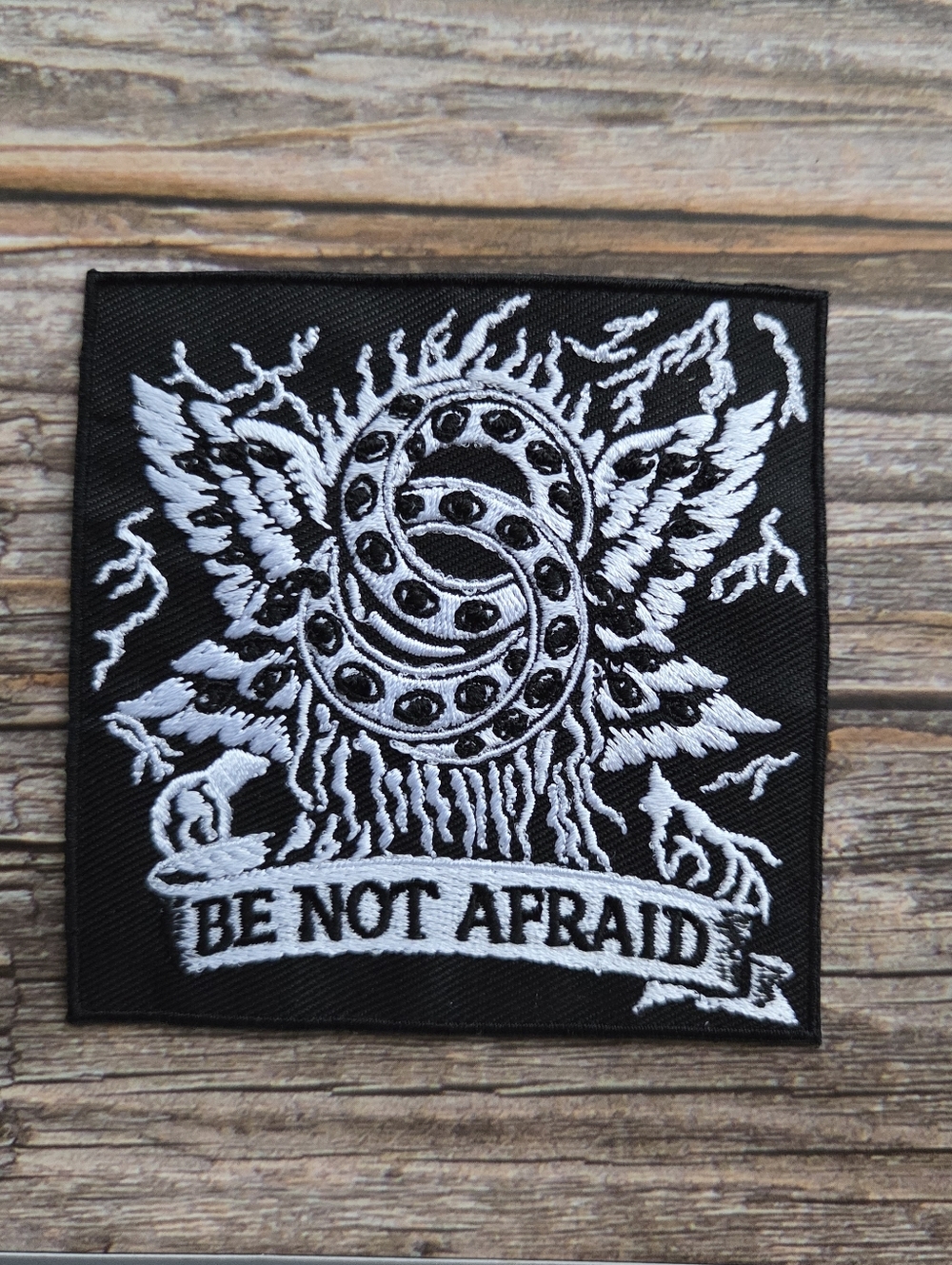 Anatomically Correct Christian Angel God Catholic Be Not Afraid Iron On Patch.